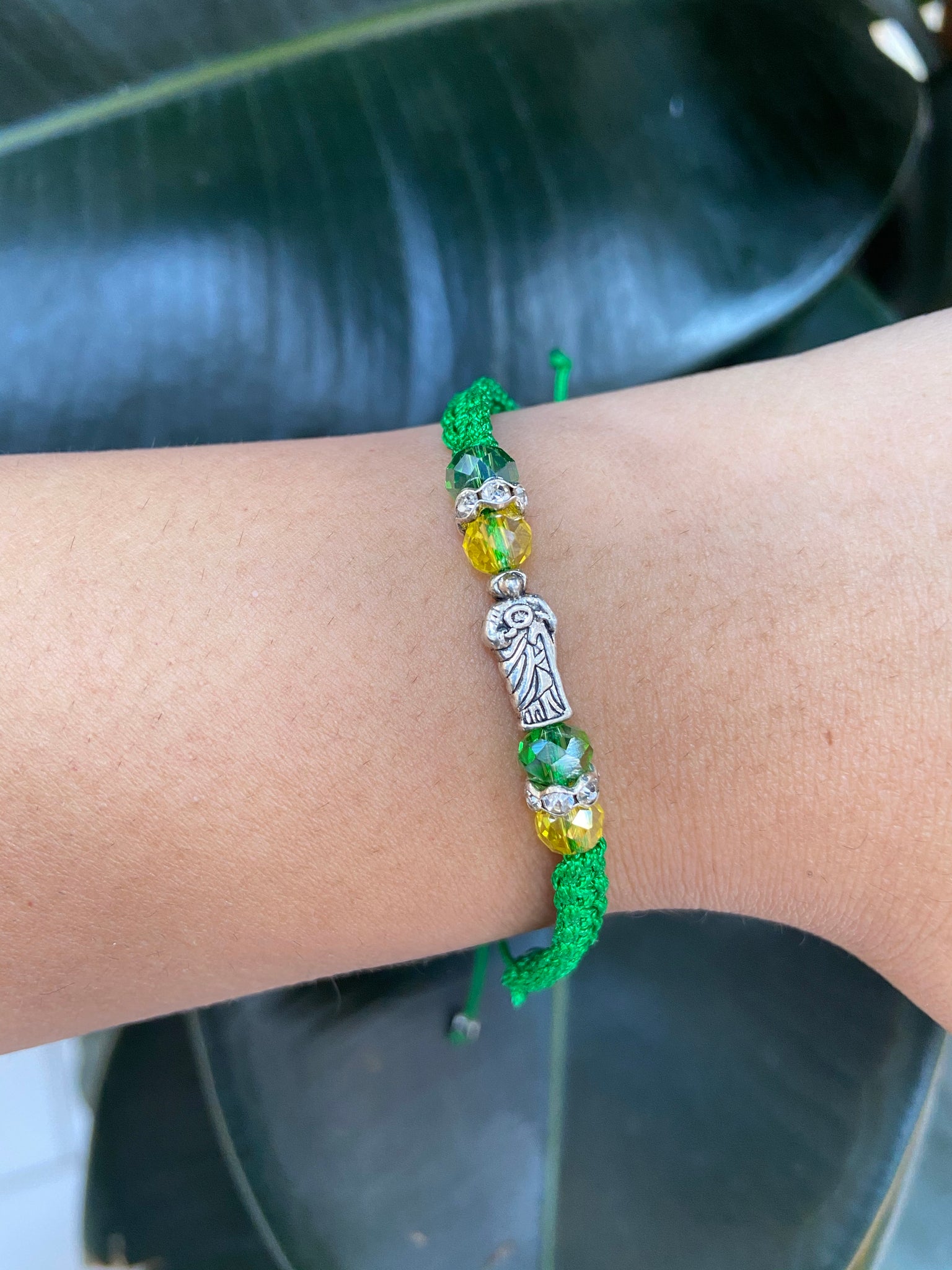 San Judas green bracelet with stones