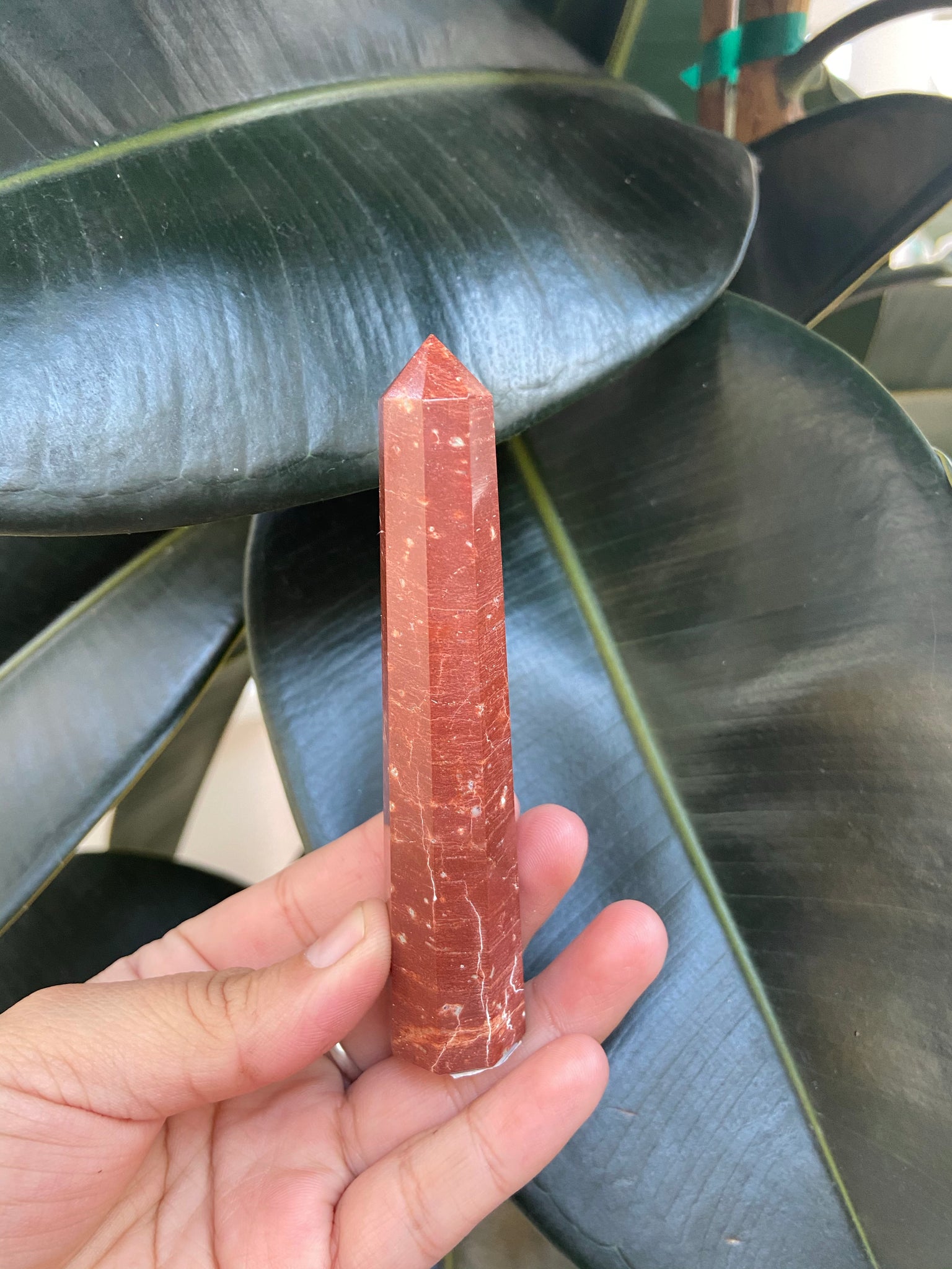 Red jasper crystal point tower