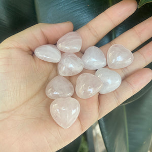 Mini rose quartz crystal hearts