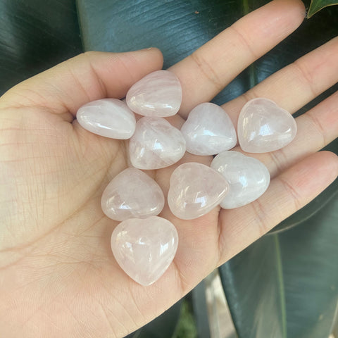 Mini rose quartz crystal hearts
