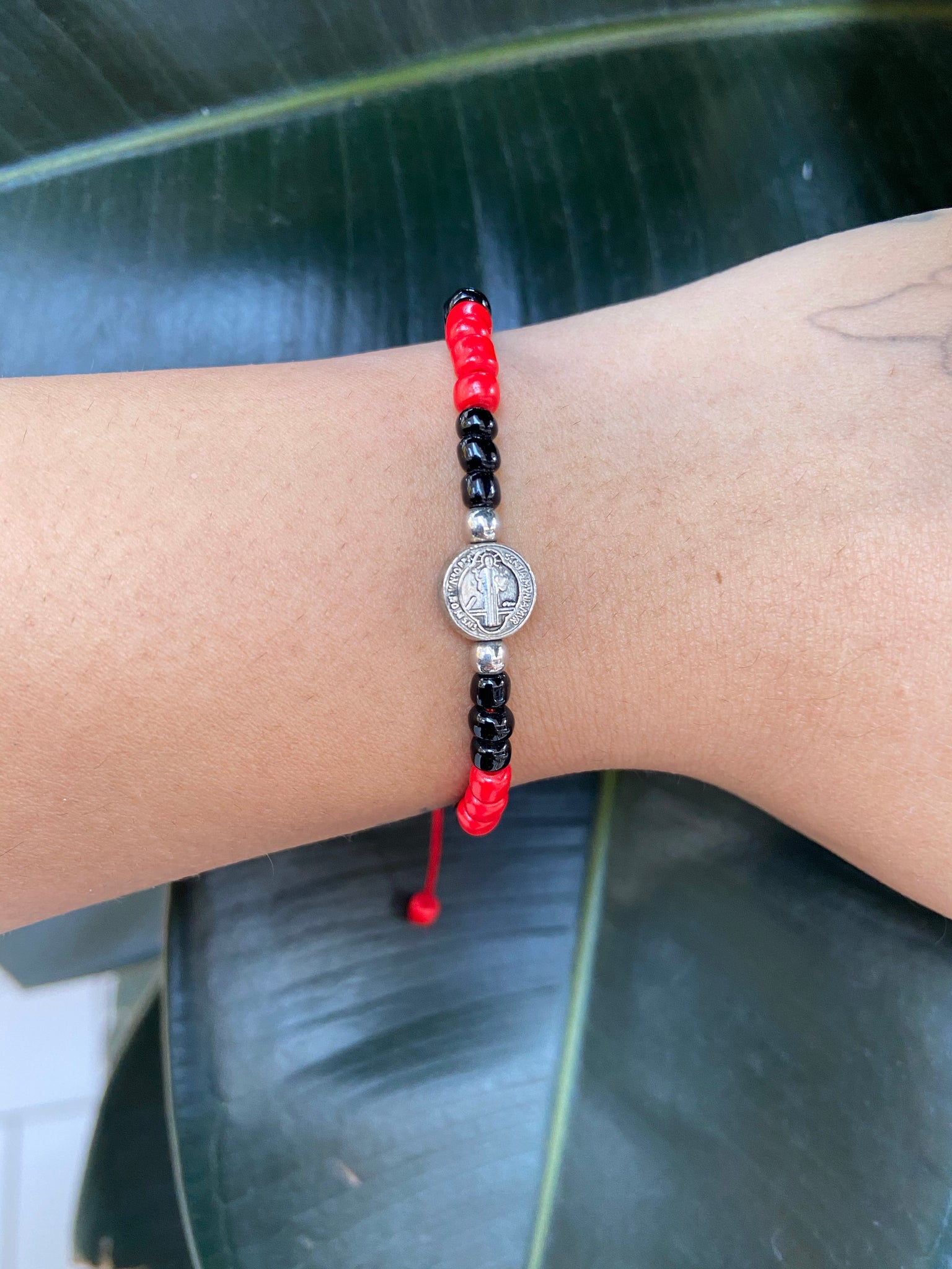 San Benito red and back bead bracelets