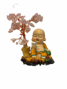 Buddha rose quartz tree