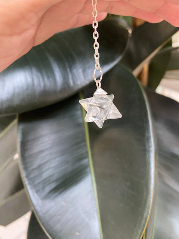 Clear quartz star pendulum